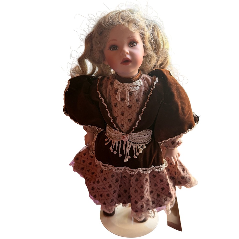 Franklin Heirloom Dolls Unisex 16"‎ Porcelain Velvet Lace Victorian Cottagecore